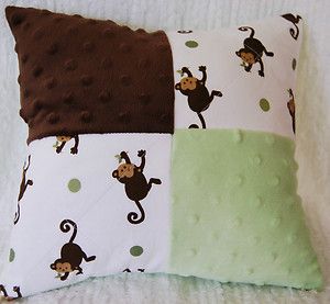 Nursery Pillow Kidsline Mod Pod Pop Monkey Brown and Green