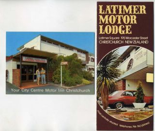 Latimer Motor Lodge Brochure Postcard Christchurch NZ