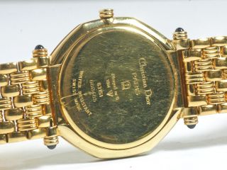 Authentic Christian D Mens Diamond Gold Tone Watch Good Condition 