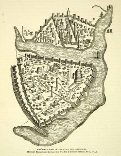 1883 Print Christian Constantinople Imperium Orientales Anselmo 