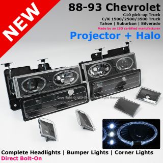 Chevrolet 88 93 C10 C K Suburban Headlight Bumper Corner Lights Black 