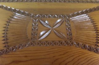 Antique Chip Carved Serving Tray Under Glass Beautiful Warm Patina 