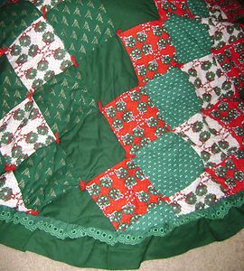 Gorgeous 60Patchwork Quilted Christmas Tree Skirt Handmade Comforter 