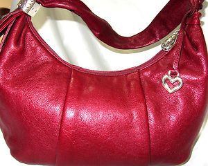 Authentic BRIGHTON Designer RICH RED LEATHER Shoulder Handbag Hobo 