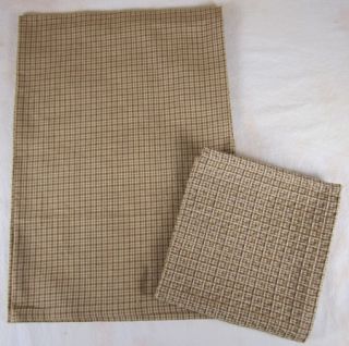 Country Brown Chocolate Tan Plaid Grandmas Quilt Dish Towel Cloth Set 