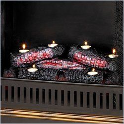   Enterprises Resin Ember Tea Light Log Set Fireplace Candelabras