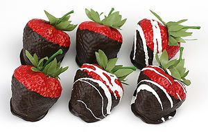 Fake Food Chocolate Dipped Strawberries   Zebra set 6 berries