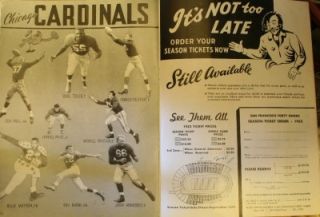 1952 San Francisco 49ers Chicago Cardinals Program Tittle Nomellini 