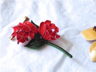   13 Vintage Flower Brooches Earrings Chokers Enamel Rhinestones