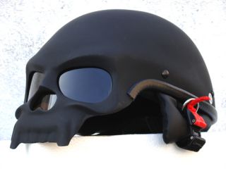 Masei 419 Matt Black Skull Motorcycle Icon Chopper Helmet