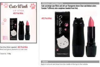 TONYMOLY Cosmetics Makeup Cat Chu Wink Lipstics 7 colors 3.5g