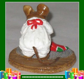 Wee Forest Folk Chris Mouse Red Stocking M 142 Retired CHIPPED