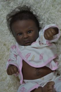 Reborn Baby Girl African American Hand Rooted Hair GHSP