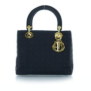 Christian Dior Nylon Cannage Lady Dior Tote Bag Black
