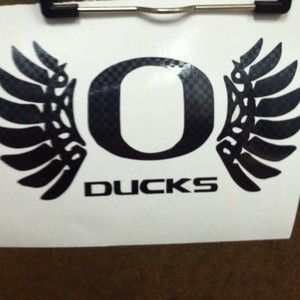 Oregon Ducks Decal Stickers Wings 3x6 Volt Troops Carbon Fiber WTD 
