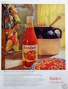 1959 Sniders Chili Pepper Catsup Ketchup Tomato Sauce Barbecue Beans 