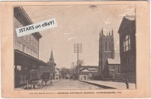 1908 Harrisonburg VA Catholic Church View Postcard