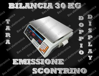 Bilancia Digitale Elettronica Emissione Scontrino 30 KG Pro Doppio 