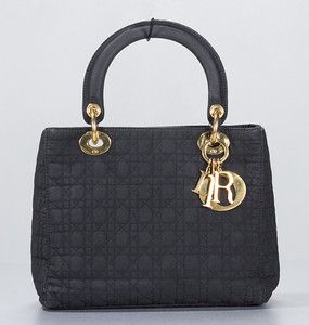 Christian Dior Black Quilted Classic Lady Dior Cannage Small Bag