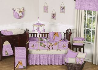 Purple cheetah Print jungle Animal Safari Theme baby Bedding crib 