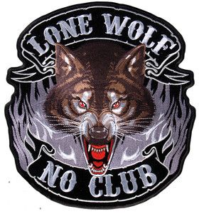 LONE WOLF Motorcycle Vest BACK PATCH NO CLUB