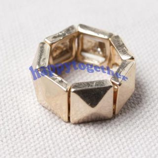 Vintage Combine Pyramid Flexible Adjustable Finger Ring J0207 Gold