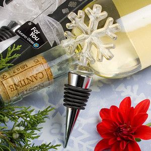   Snowflake Wine Bottle Stoppers Wedding Favors Christmas Gifts
