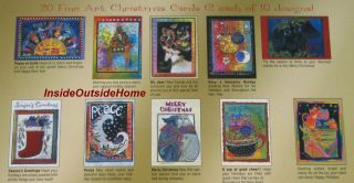 Laurel Burch Christmas Holiday 20 Cards Tis The Season Cat Dog Sun 