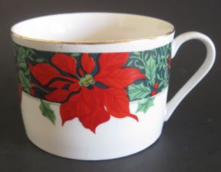 Gibson China Christmas Holly Poinsettia Flat Cup