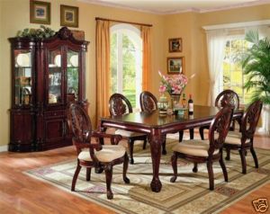   CHERRY DINING TABLE CHAIRS & CHINA CABINET DINING ROOM FURNITURE SET