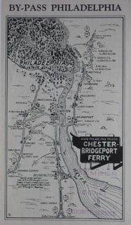 1932 Chester Bridgeport Ferry Map Delaware River NJ PA