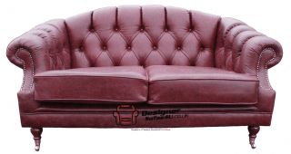 Chesterfield Victoria 2 Seater Sofa Settee Old English Burgandy 