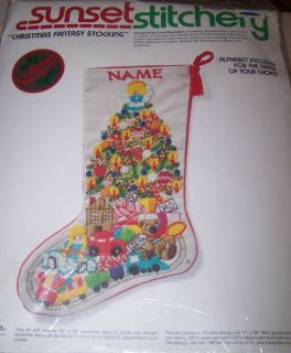  1979 Sunset Christmas Fantasy Stocking Crewel Embroidery Kit New 2025