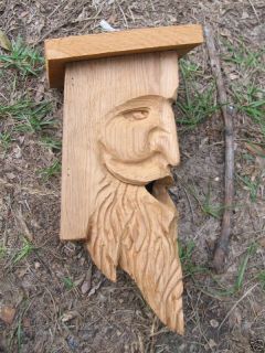  Hand Carved Cedar Birdhouse Wood Spirit Face HUP
