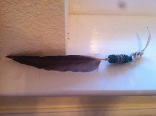 Native American,powwow Regalia, Feather Hair side Drop With Peoyte