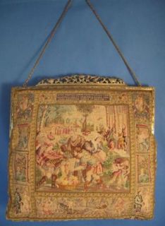 Vintage Scenic Micro Petit Point Purse Larger Size with Figures