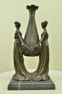 Genuine Bronze Statue Ladies Lady Vase Art Deco Style Sculpture Hot