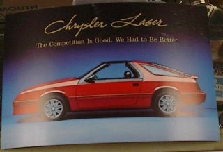Chrysler 1986 Laser Promo Mopar 86 Postcard Dealership