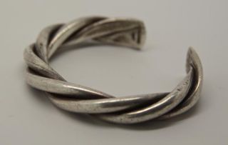 Chunky Vintage Handwrought Mexico Sterling Silver Spiral Twist Cuff