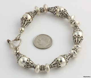 Decorative Beaded Bracelet Sterling Silver Chunky Fashion Toggle Clasp