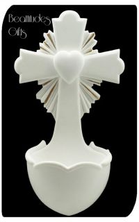  OF JESUS HOLY WATER FONT FOR CHURCH OR HOME DEVOTION WHITE AND GOLD