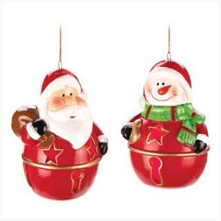  Christmas Santa & Snowman LED Lights Christmas Holiday Ornaments Set