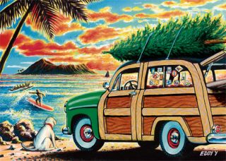 12 Hawaiian Holiday Card Hawaii Christmas Surfing Surf