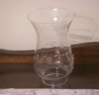 Etched Glass Chimney  Hurricane Lamp 6 1/4 tall