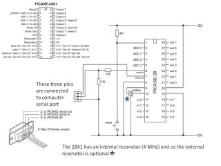 some sample circuit diagrams can be found on picaxe manuals