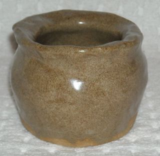   Childs Handmade Tan Trinket Bowl Pot Primitive Clay Pottery Ceramic