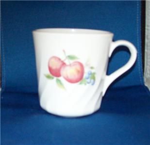 Corelle Chutney Cup and Saucer Pears Apples Swirl Rim