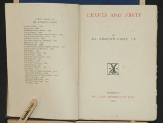 1927 Leaves and Fruit Essays Literature Edmund Gosse