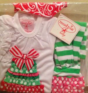 Mud Pie Baby Christmas 0   6 Months Outfit Winter Holiday Tree Tunic