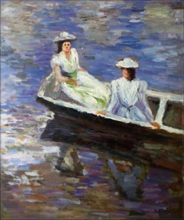  Hand Painted Oil Painting Repro Claude Monet Woman on Boat